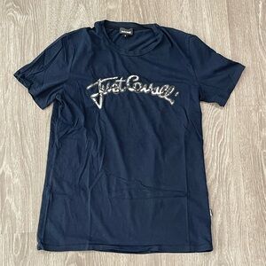 Just Cavalli Logo Navy T-Shirt Sz. S